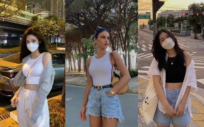 Outfit năng động đi chơi, đi làm với áo ba lỗ ( Nguồn: Pinterest) Outfit năng động đi chơi, đi làm với áo ba lỗ ( Nguồn: Pinterest)