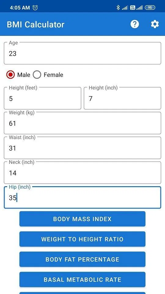 Ứng dụng BMI, BMR and Fat % Calculator trên điện thoại (Ảnh: Internet). Ứng dụng BMI, BMR and Fat % Calculator trên điện thoại (Ảnh: Internet).