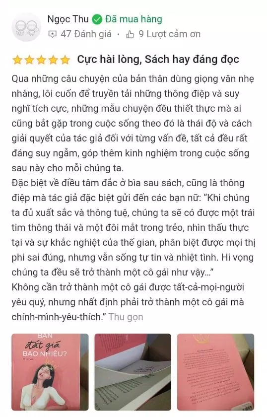 Đánh giá của bạn đọc về "Bạn đắt giá bao nhiêu?" trên Tiki (Nguồn ảnh: BlogAnChoi).