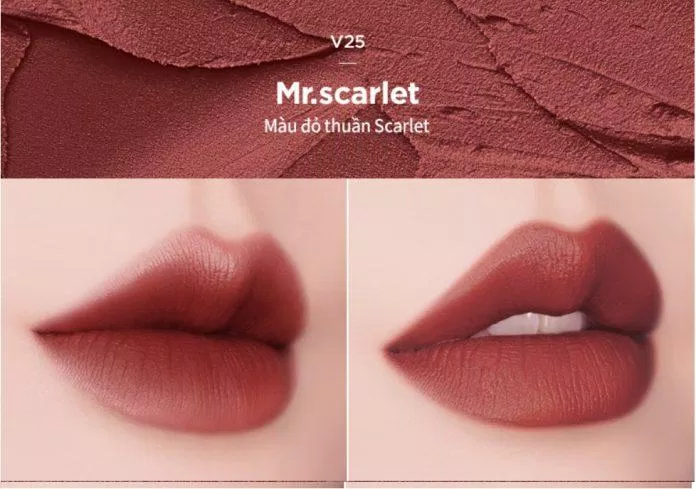 Màu son V25 trong BST Merzy In The Velvet Tint ( Nguồn: internet)