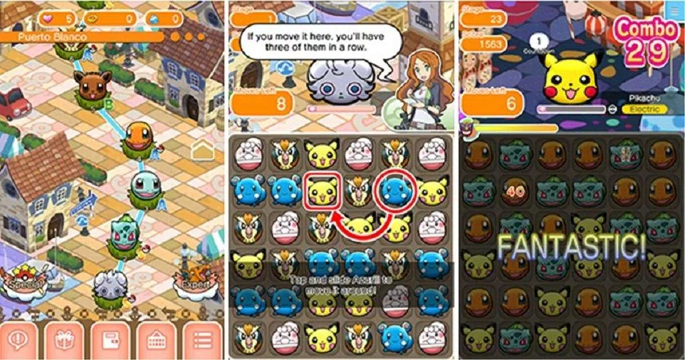 Game Pokemon Shuffle chơi trên điện thoại (Ảnh: Internet).