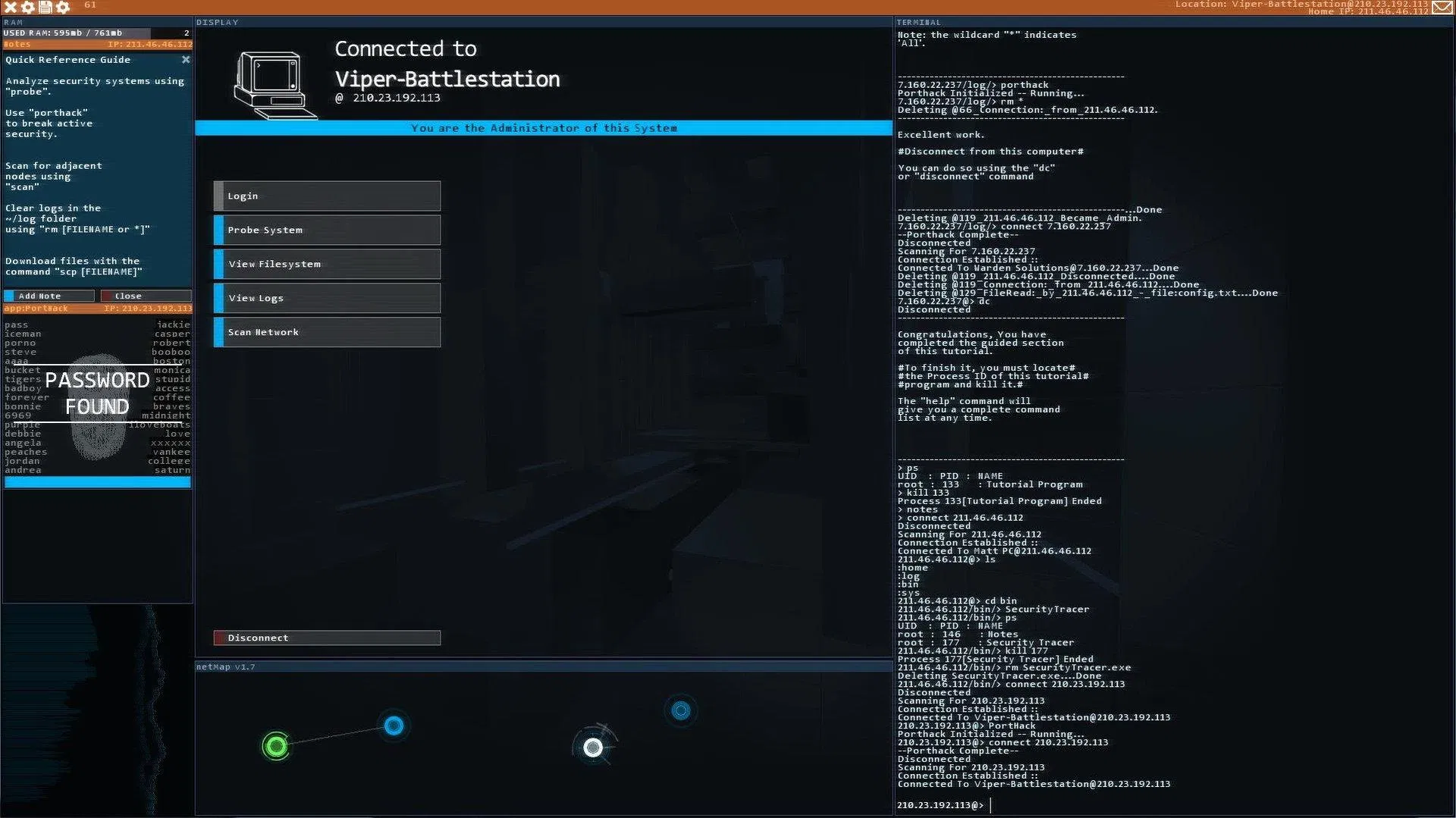 Việc sử dụng lệnh UNIX terminal tạo ra trải nghiệm thực sự nhập vai và đưa người chơi vào ngay trong tình thế cố gắng vượt qua các bức tường lửa. (Nguồn: Internet) Việc sử dụng lệnh UNIX terminal tạo ra trải nghiệm thực sự nhập vai và đưa người chơi vào ngay trong tình thế cố gắng vượt qua các bức tường lửa. (Nguồn: Internet)