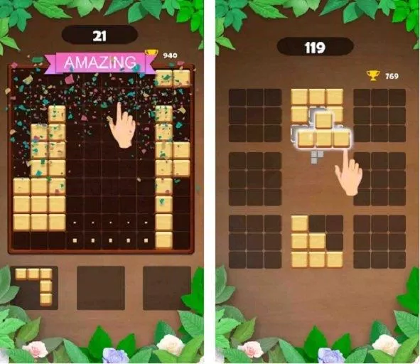 Game Woody Block Puzzle trên điện thoại (Ảnh: Internet).