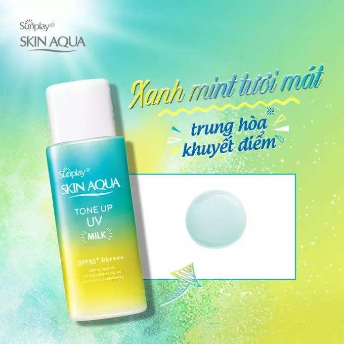 Kem chống nắng Sunplay Skin Aqua Tone Up UV Milk Mint Green được thiết kế tone màu bạc hà tươi mát ( Nguồn: internet)