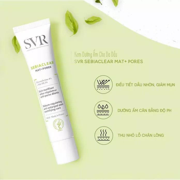 Kem dưỡng SVR SEBIACLEAR Mat + Pores giúp dưỡng ẩm, kiềm dầu và làm thu nhỏ lỗ chân lông