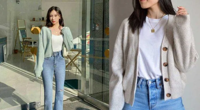 Nhẹ nhàng khi quần jean với cardigan (Nguồn: Internet)