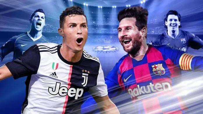 Rõ ràng Messi không giỏi đánh đầu bằng Ronaldo (Ảnh: Internet).