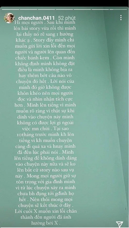 Story đính chính của Xoài Non. (Nguồn: BlogAnChoi) Story đính chính của Xoài Non. (Nguồn: BlogAnChoi)