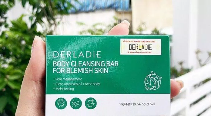Xà phòng giảm mụn Derladie Body Cleansing Bar For Blemish Skin làm sạch mụn cơ thể (nguồn: Internet).