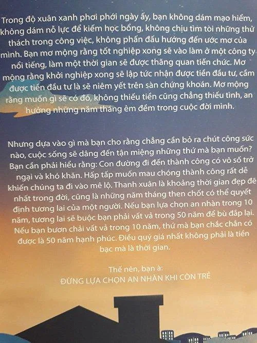 Trích dẫn những câu nói ý nghĩa ở mặt sau quyển sách (Ảnh: Internet)