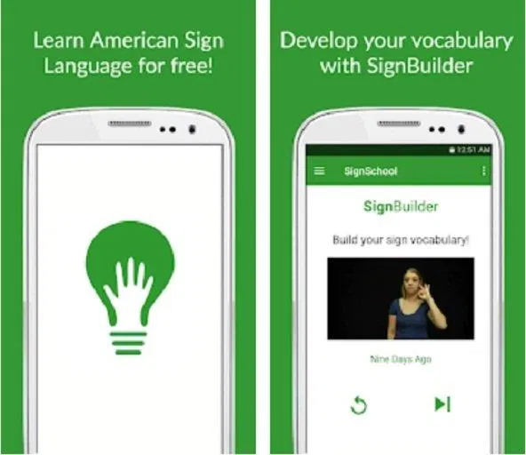 Ứng dụng tự học ngôn ngữ ký hiệu SignSchool trên điện thoại (Ảnh: Internet). Ứng dụng tự học ngôn ngữ ký hiệu SignSchool trên điện thoại (Ảnh: Internet).
