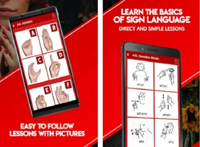 Ứng dụng tự học ngôn ngữ ký hiệu Sign Language For Beginners trên điện thoại (Ảnh: Internet).