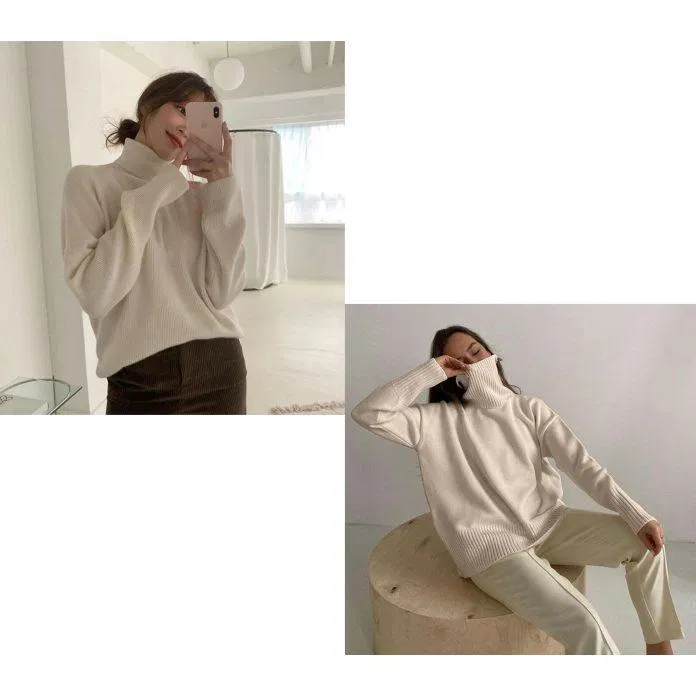 Diện áo cổ lọ, các nàng sẽ không khác nào gái Hàn đâu nha (Nguồn: Internet)