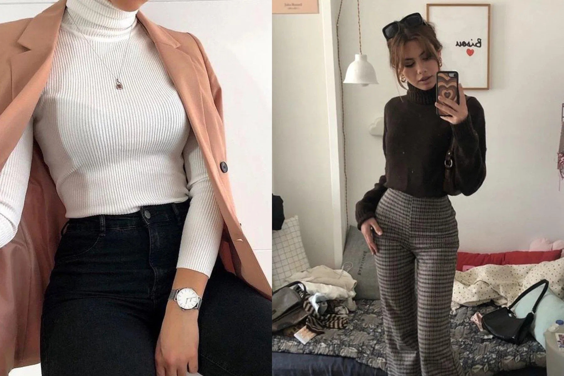 Với thiết kế ôm sát, chiếc áo cổ lọ giúp các nàng khoe "nhẹ" đường nét cơ thể mà không cần diện hở (Nguồn: Internet)