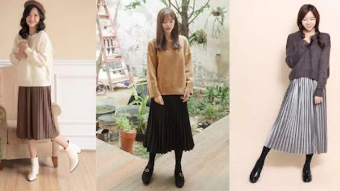 4- Chân váy dài phối cùng áo sweater cực nữ tính, cực ấm áp ( Ảnh: internet)