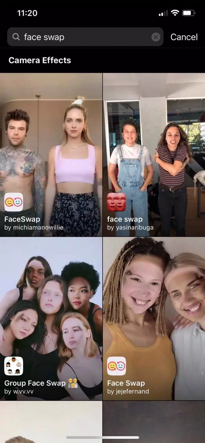 Tìm bộ lọc hoán đổi khuôn mặt trong Instagram (Ảnh: Internet). Tìm bộ lọc hoán đổi khuôn mặt trong Instagram (Ảnh: Internet).