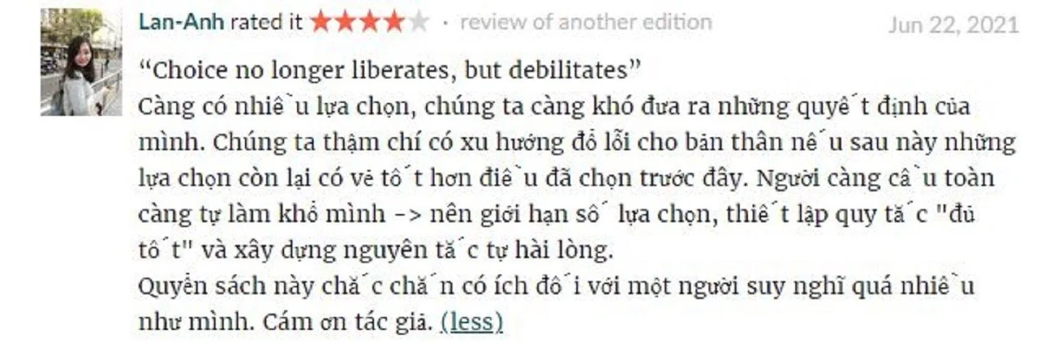 Độc giả đánh giá cao về nội dung cuốn sách (Nguồn: BlogAnchoi)