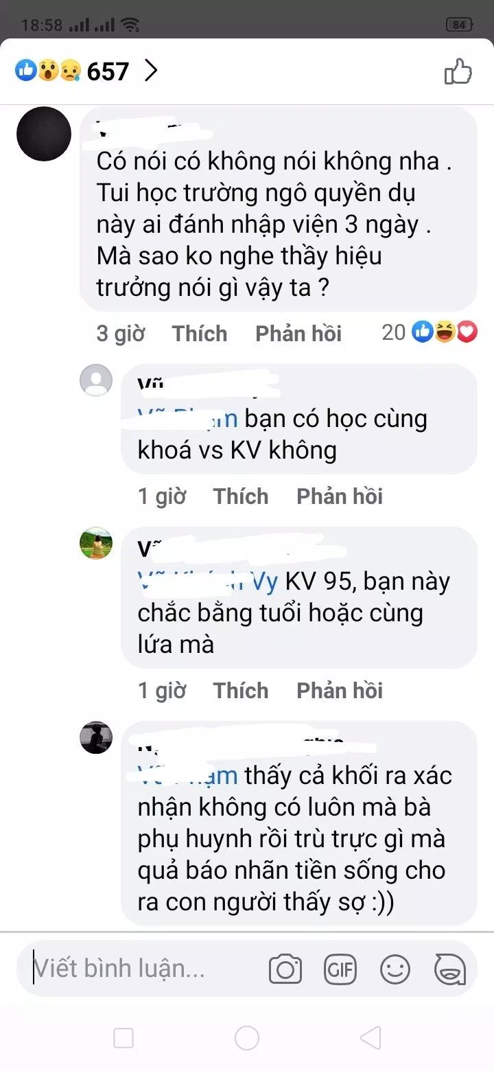 Chủ tài khoản này nghi ngờ tính chân thực của sự việc bởi chưa hề nghe có vụ đánh nhau đến nỗi nhập viện 3 ngày (Nguồn: Internet)