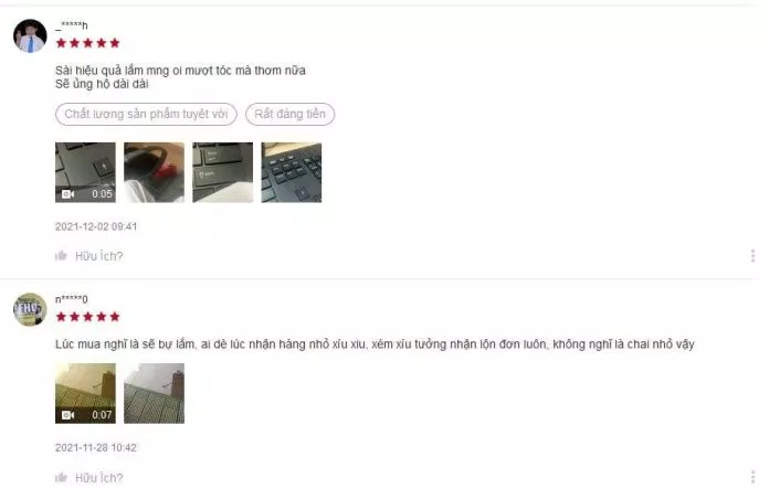 Đánh giá của khách hàng về bộ gội xả Herbario trên Shopee (nguồn: Internet).