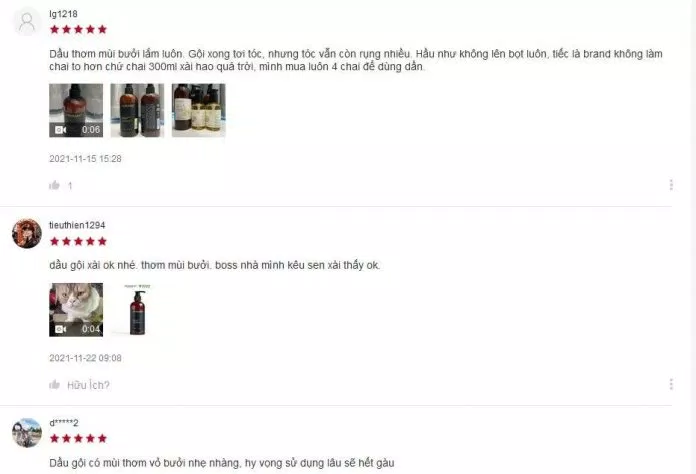 Đánh giá của khách hàng về bộ gội xả Herbario trên Shopee (nguồn: Internet).
