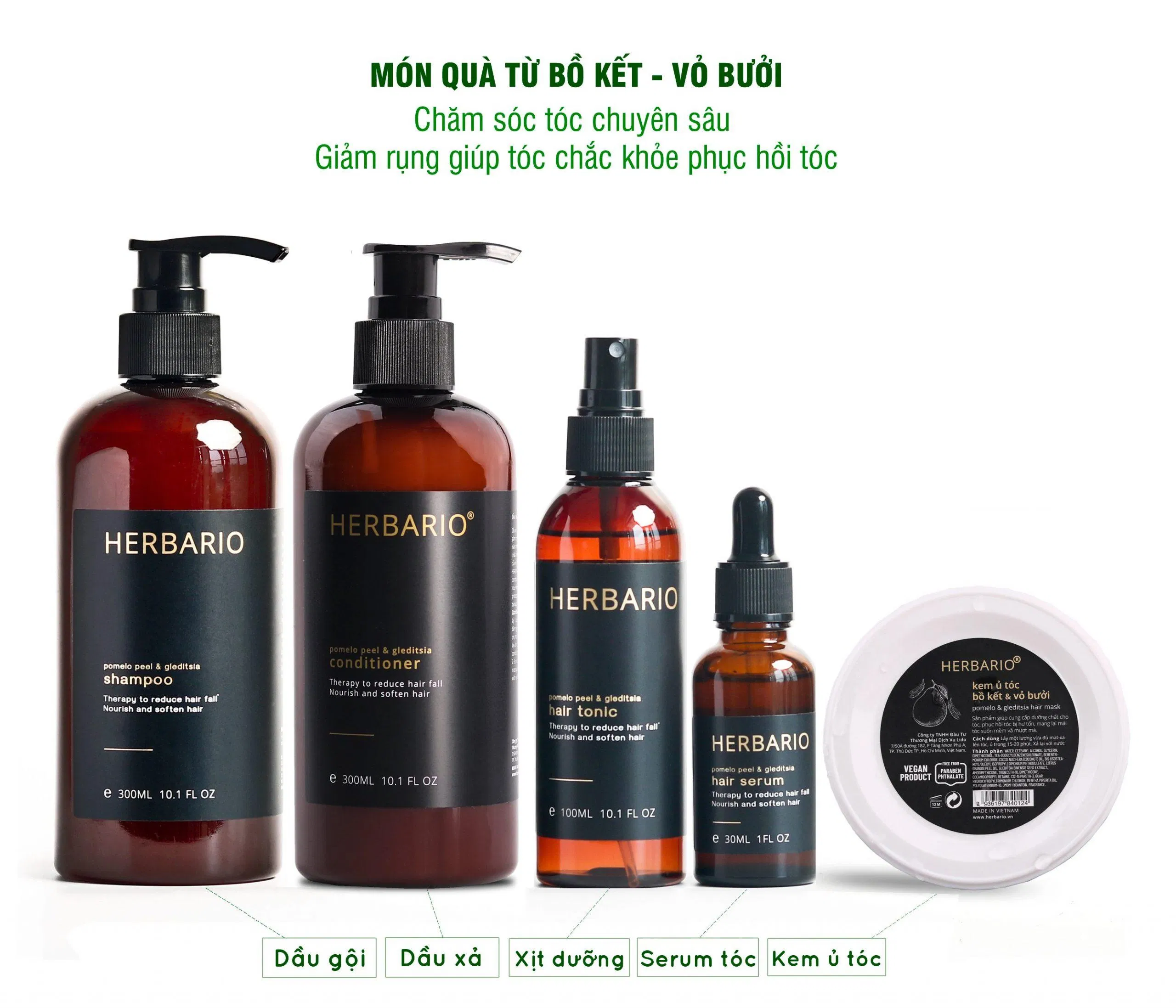 Bộ sản phẩm chăm sóc tóc chuyên sâu Herbario (Ảnh: Internet)