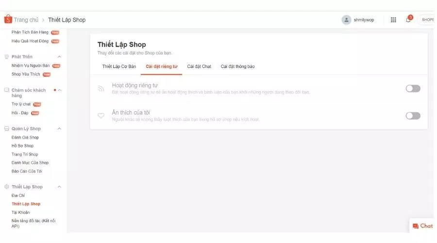 Cài đặt riêng tư cho cửa hàng (Nguồn: BlogAnChoi). Cài đặt riêng tư cho cửa hàng (Nguồn: BlogAnChoi).