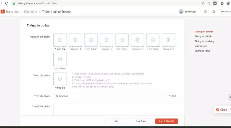 Điền thông tin cơ bản cho sản phẩm (Nguồn: BlogAnChoi). Điền thông tin cơ bản cho sản phẩm (Nguồn: BlogAnChoi).