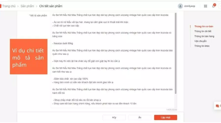 Ví dụ về mô tả sản phẩm (Nguồn: BlogAnChoi). Ví dụ về mô tả sản phẩm (Nguồn: BlogAnChoi).