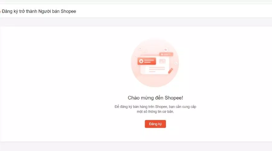 Nhấp vào ô Đăng ký để trở thành nhà bán hàng trên Shopee (Nguồn: BlogAnChoi).