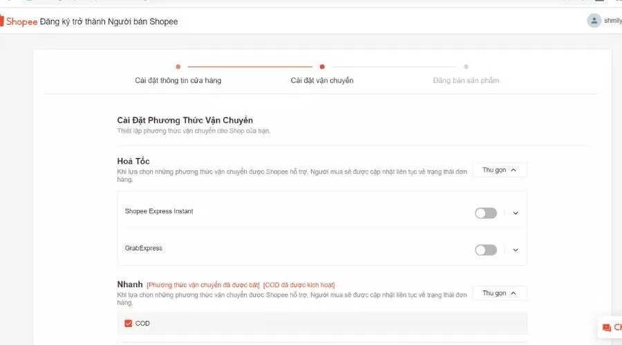 Cài đặt vận chuyển cho cửa hàng Shopee (Nguồn: BlogAnChoi). Cài đặt vận chuyển cho cửa hàng Shopee (Nguồn: BlogAnChoi).