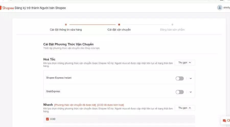 Cài đặt vận chuyển cho cửa hàng Shopee (Nguồn: BlogAnChoi).