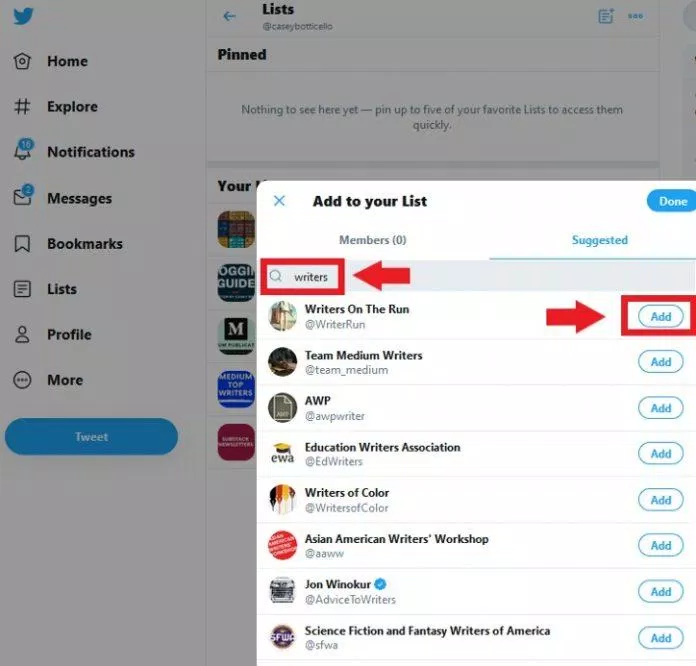 Thêm tài khoản Twitter vào danh sách theo dõi (Ảnh: Internet). Thêm tài khoản Twitter vào danh sách theo dõi (Ảnh: Internet).