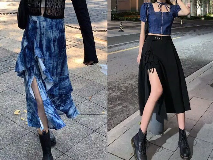 Vẫn là chân váy dài nhưng với một phiên bản khác "cool ngầu" hơn (Nguồn: Internet)