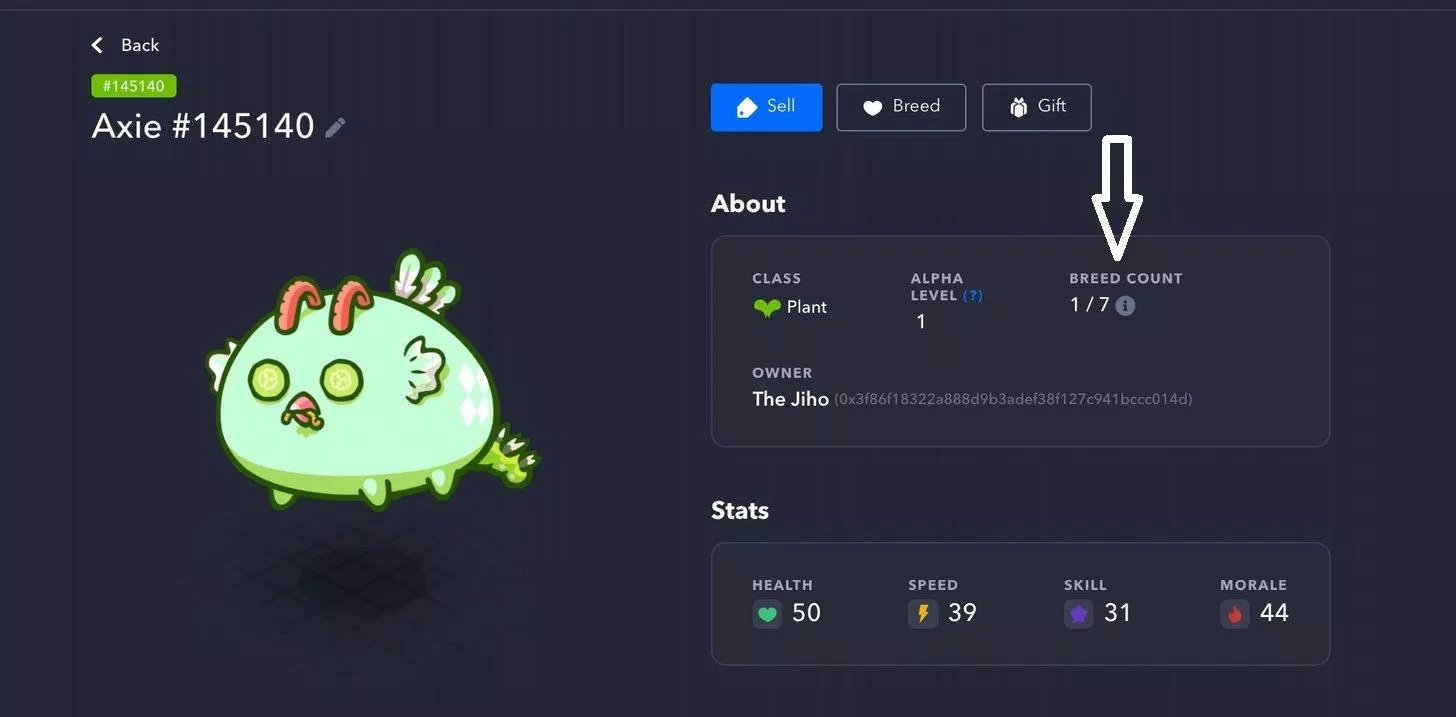 Số lần sinh sản ảnh hưởng đến giá cả Axie (Ảnh: Internet).