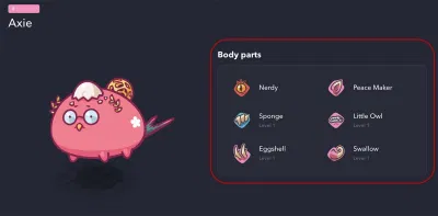 Mỗi Axie có nhiều bộ phận khác nhau trên cơ thể (Ảnh: Internet). Mỗi Axie có nhiều bộ phận khác nhau trên cơ thể (Ảnh: Internet).