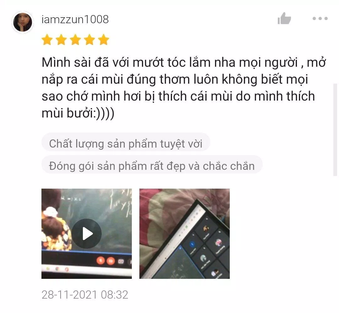 Đánh giá của khách hàng trên Shopee về kem ủ tóc bồ kết và vỏ bưởi Herbario (Ảnh: BlogAnChoi).