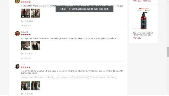 Đánh giá trên Shopee