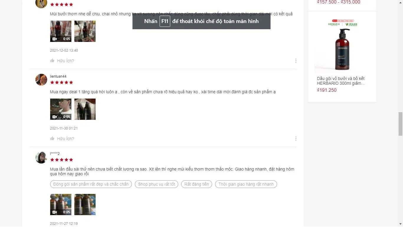Đánh giá trên Shopee