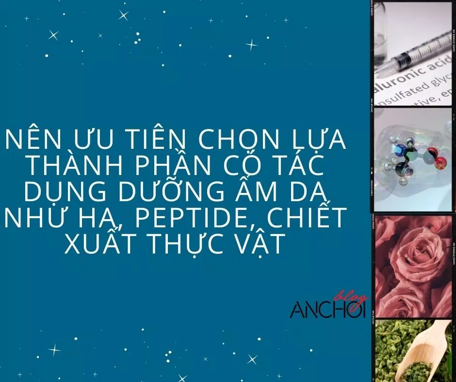 Bên cạnh sử dụng các phương pháp thiên nhiên cũng có thể lựa chọn thêm HA, Peptide, chiết xuất thực vật dưỡng ẩm cho da tốt hơn (Nguồn: BlogAnChoi)