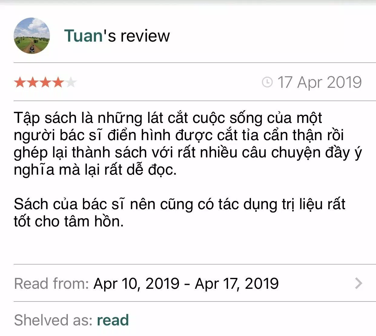 Cảm nhận của độc giả (Nguồn: Goodreads)