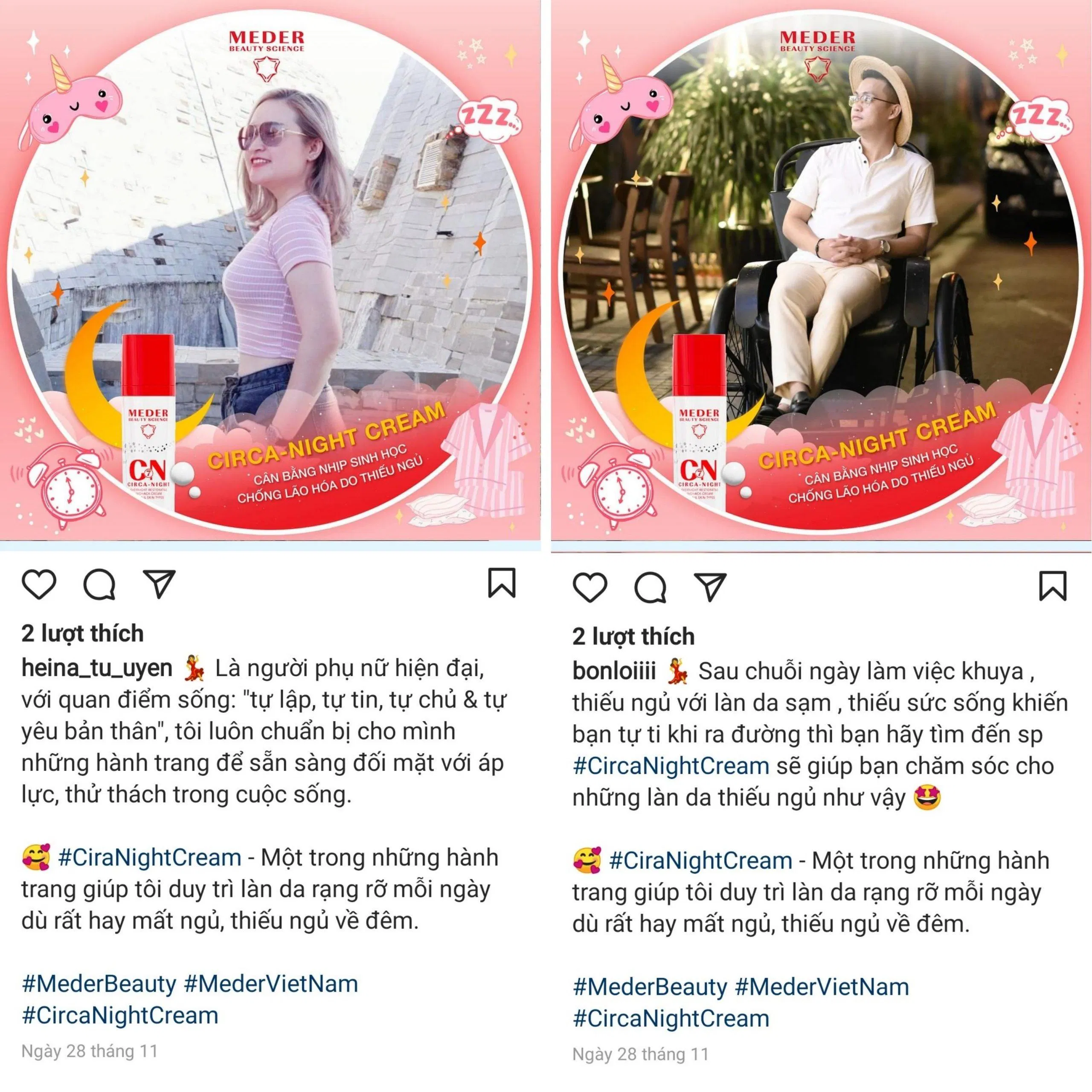 Đánh giá của các tín đồ skincare sau khi trải nghiệm kem dưỡng Meder Circa-Night Cream (Nguồn: Heina_tu_uyen và bonloiiii)