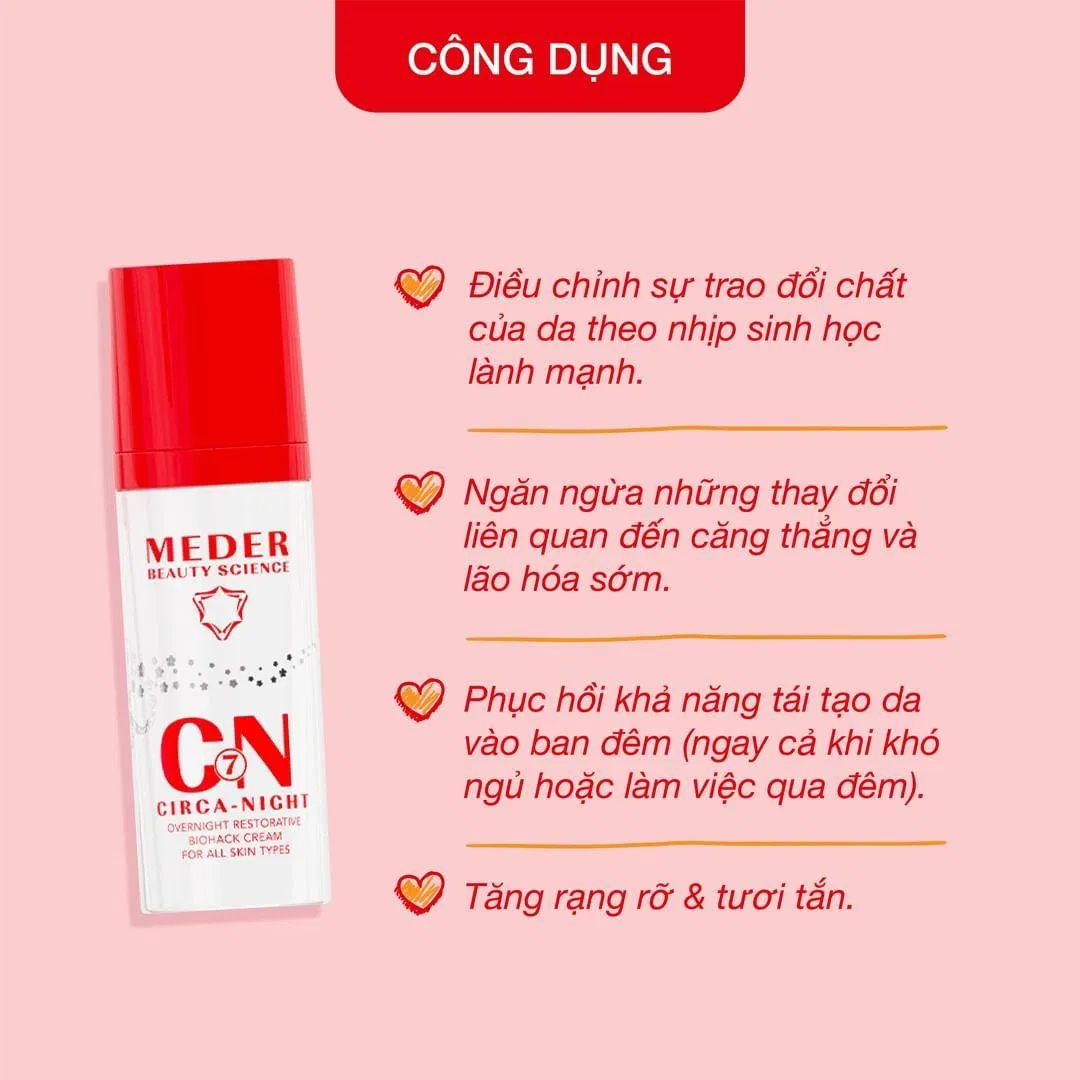Kem dưỡng Meder Circa-Night Cream giúp cân bằng nhịp sinh học và chống lão hóa cho làn da thiếu ngủ hiệu quả (Nguồn: internet)