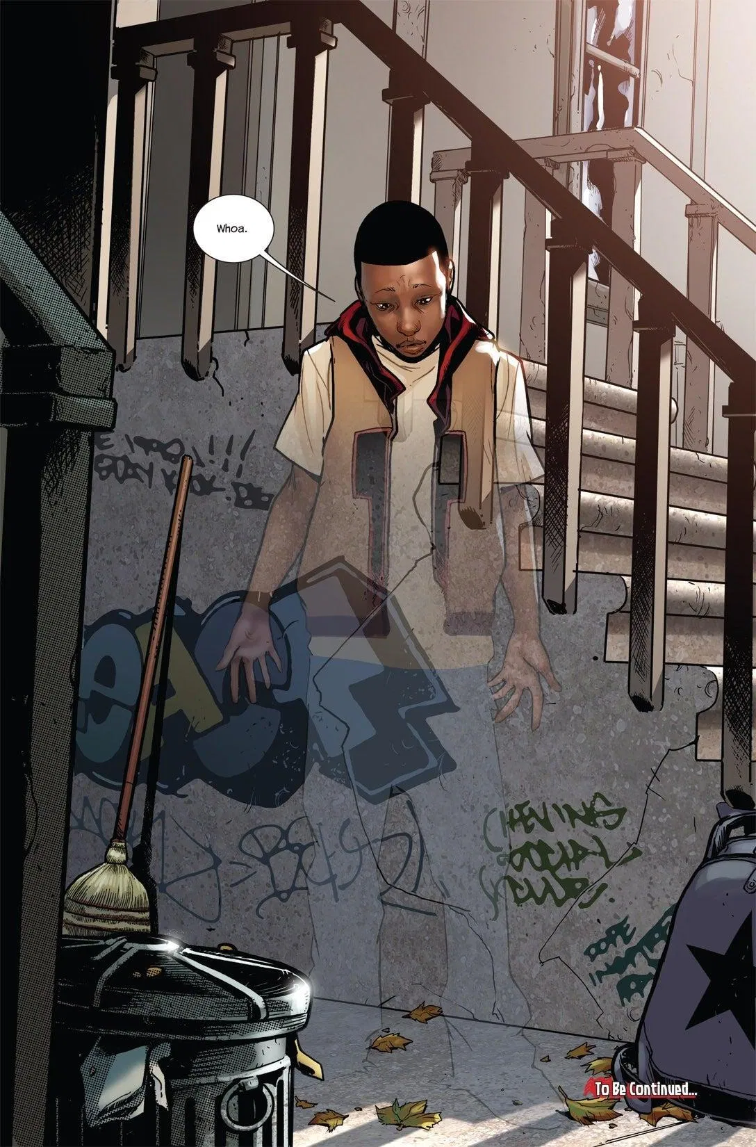 Miles Morales khám phá ra năng lực tàng hình của mình (Ảnh: Internet)