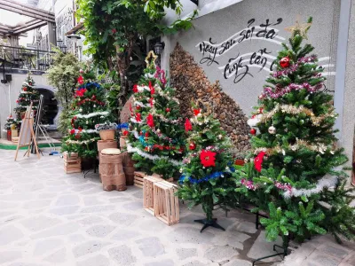 Không khí Giáng Sinh tràn ngập hết cả quán (Nguồn: CÁNH NÂU GARDEN CAFE).
