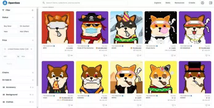 Shiba Inu NFT với hơn 10.000 tác phẩm nghệ thuật với tạo hình các chú chó khác nhau do người hâm mộ sáng tạo gọi là "Shiboshis" (Nguồn: Internet).