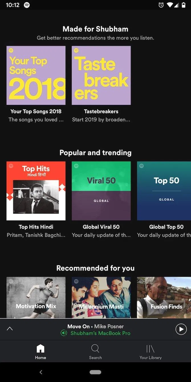 Giao diện trang chủ của Spotify (Ảnh: Internet). Giao diện trang chủ của Spotify (Ảnh: Internet).