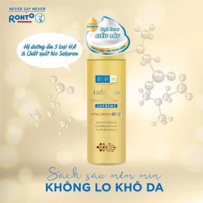 Sữa rửa mặt Hada Labo Advanced Nourish Supreme Foaming Wash tạo bọt sẵn rất tiện lợi khi dùng (Nguồn: Internet)