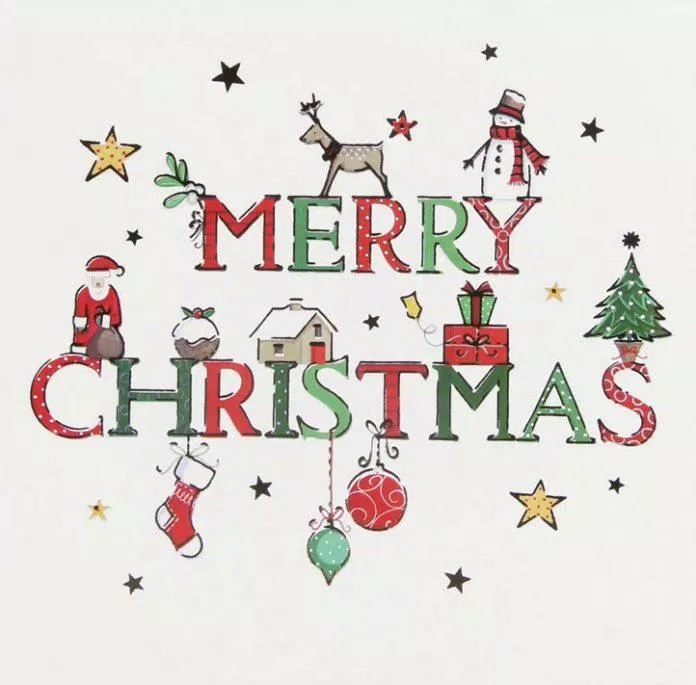 Thiệp chúc Giáng sinh bằng chữ Merry Chirstmas dễ thương - Ảnh: Internet