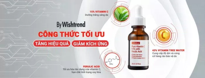 Review tinh chất By Wishtrend Pure Vitamin C 15% With Ferulic Acid dưỡng sáng khỏe dài lâu ( Nguồn: internet)
