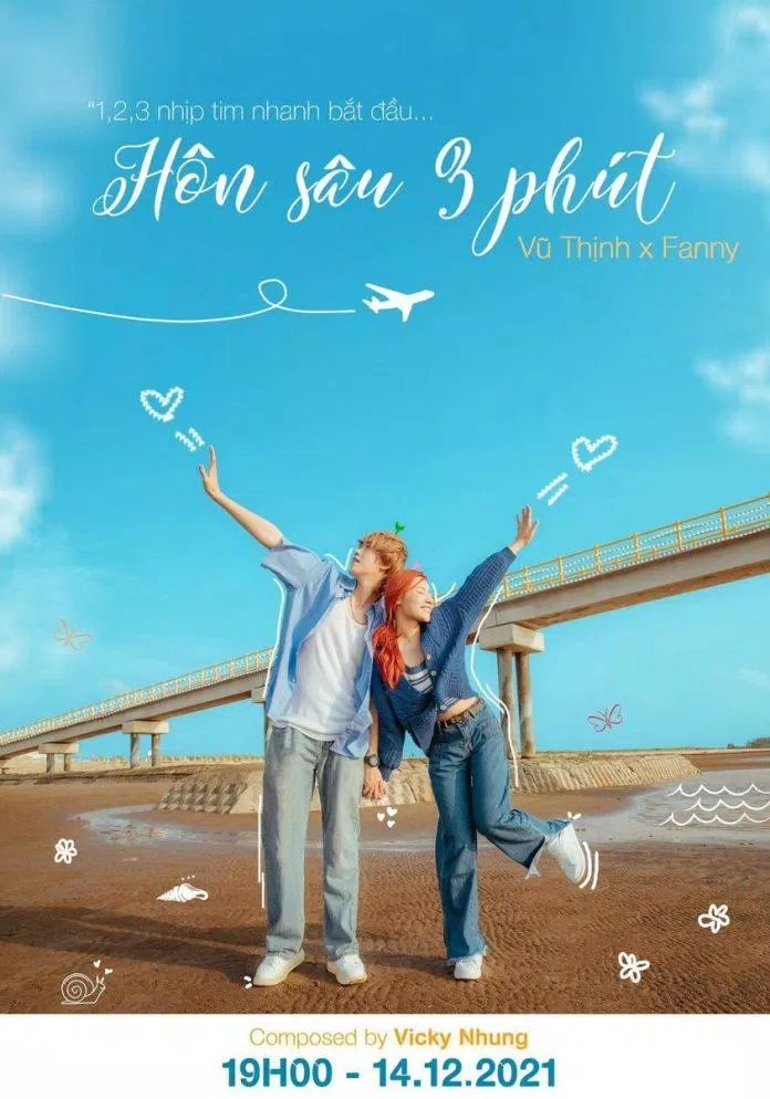 Poster của bài hát Hôn Sâu 3 Phút (Ảnh: Facebook cặp đôi) Poster của bài hát Hôn Sâu 3 Phút (Ảnh: Facebook cặp đôi)